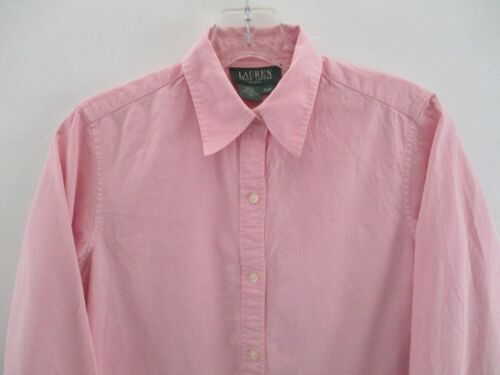 Lauren Ralph Lauren Women's Size P Petite Long Sleeve Pink Button Front Blouse - Picture 2 of 12