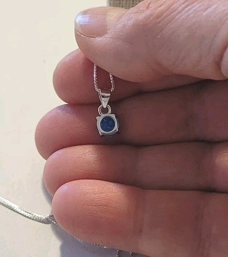 Sterling Silver Created Pink Opal Necklace Round Pendent Sterling Box Chain - Picture 6 of 6