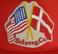 Solvang California Danish Town Red 5 Panel Trucker NOS Snapback Vintage 80s 90s