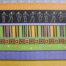 12"x12" Halloween Borders Scrapbook Paper 12p Skeleton Ghost Boo Green Orange