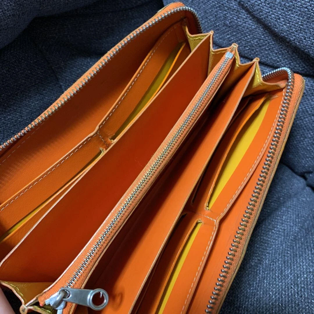 Goyard Herringbone Long Wallet Matignon round zipper long wallet purse orange