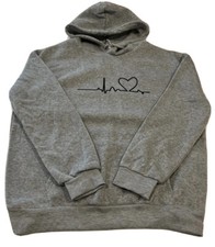 Shein Womens Heart Line Pullover Hoodie Light Gray Size Large