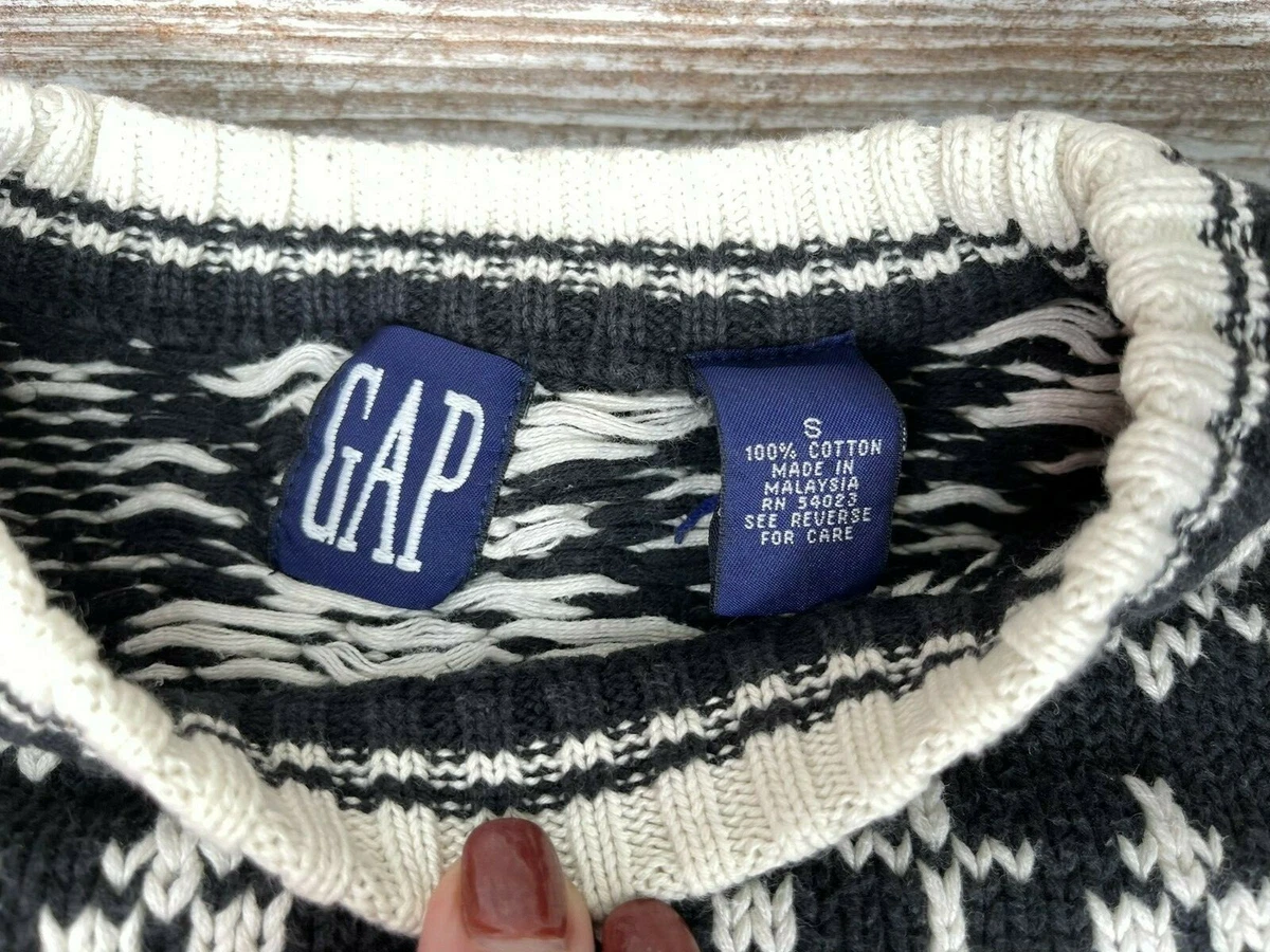 Vintage 90 s GAP Snowflake Sweater Nordic Ski Fair Isle Black