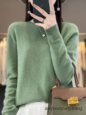 New 100 Pure Wool New Cashmere Women's O-neck Solid Color Long Sleeve Pullover.