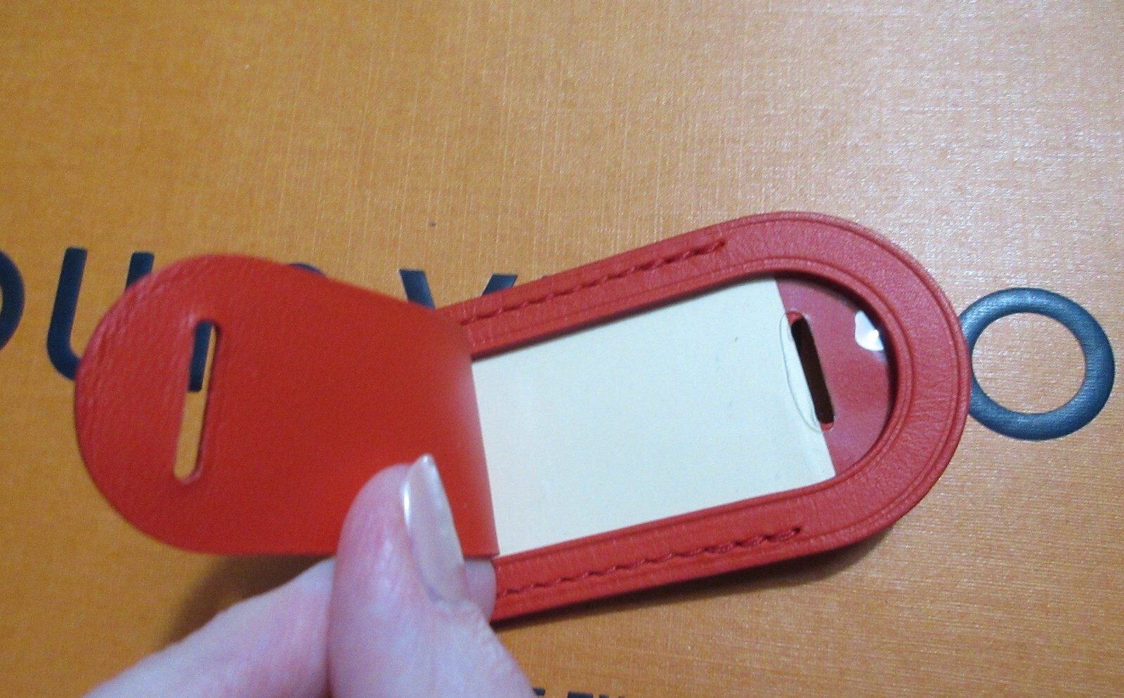 Louis Vuitton  Luggage Tag Nickel Silver hardware Small Red Leather  NO INITIALS