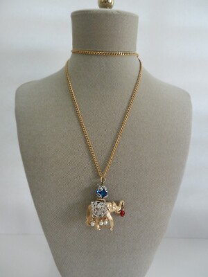 Vtg Napier Eugene Bertolli Book Piece Bejeweled Elephant Pendant