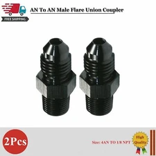 2Pcs Black 4AN to 1/8 NPT Adapter Straight Pipe Thread to 4 AN Flare Fitting