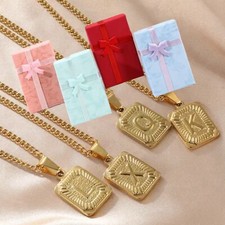 18K gold necklace letter initial pendant