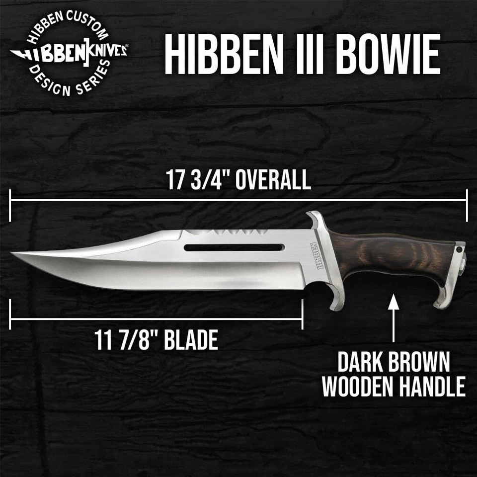 Cuchillo Bowie Hibben III | Reproducción Rambo 1988 | Funda de cuero incluida Foto 2 de 4