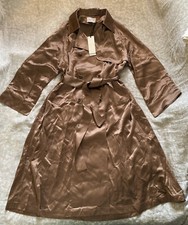 New Ladies Lattelier Beige Atlas Fabric Double-breasted Trench Coat, Size L