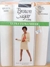 Vintage Pantyhose L'eggs Brown Sugar Sandalfoot Color Off Black Size Large BDR4