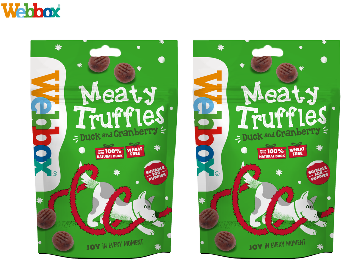 PACK WEBBOX CHRISTMAS MEATY TRUFFLES DOG PUPPY TREATS DUCK