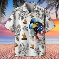 Tropical Veteran Beach Soldier Patriotic Aloha Veterans Day 3D HAWAII SHIRT