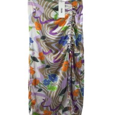 ASOS DESIGN Ruched Side Midi Skirt in Floral Swirl Print 8 NWT
