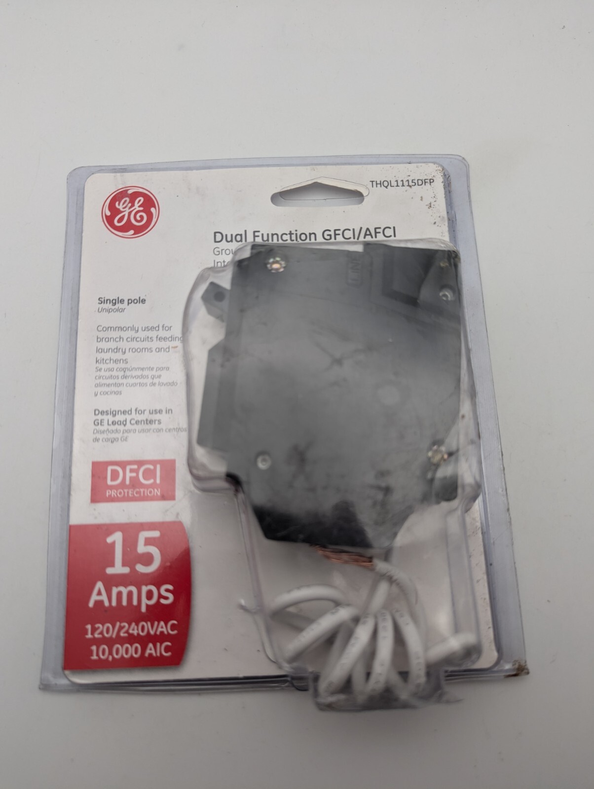 GE 15 Amp SinglePole Dual Function Arc Fault/GFCI Breaker THQL1115DFP