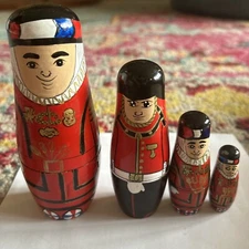 VTG Wooden Guard Nesting Dolls- St. Nicolas London