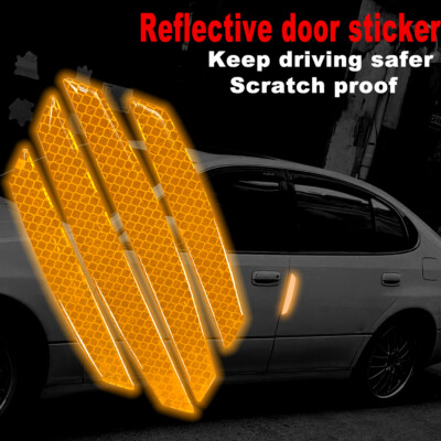4pcs Yellow Car Side Body Reflective Graphics Yellow Decal Sticker DJC A