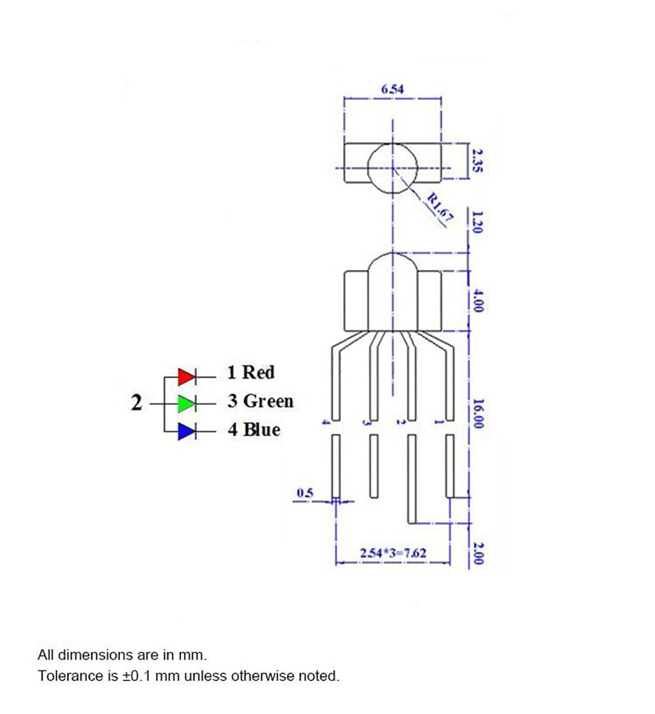10pcs 3MM 4pin RGB LED Diffused Red Green Blue Tri-Color Common