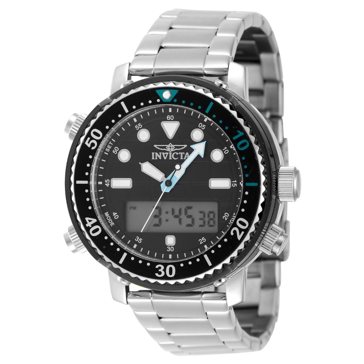 Invicta Pro Diver DigiQuartz Men's Watch - 46.5mm, Silver/Black