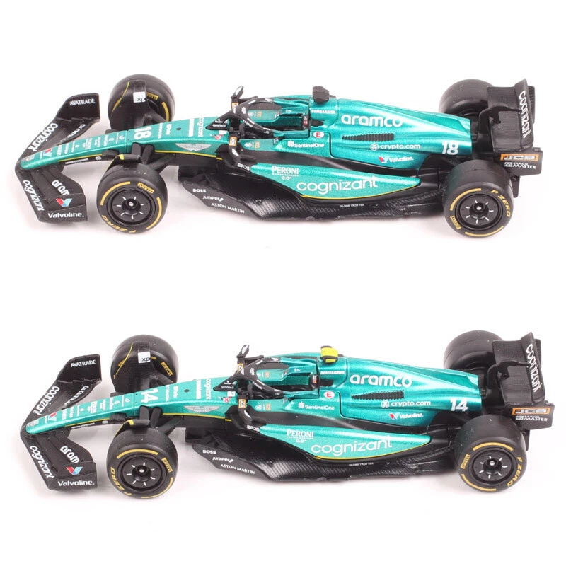 Bburago 1:43 2023 Aston Martin F1 AMR23 #18 L Stroll #14 F Alonso Model Car Toy - Image 2 of 4