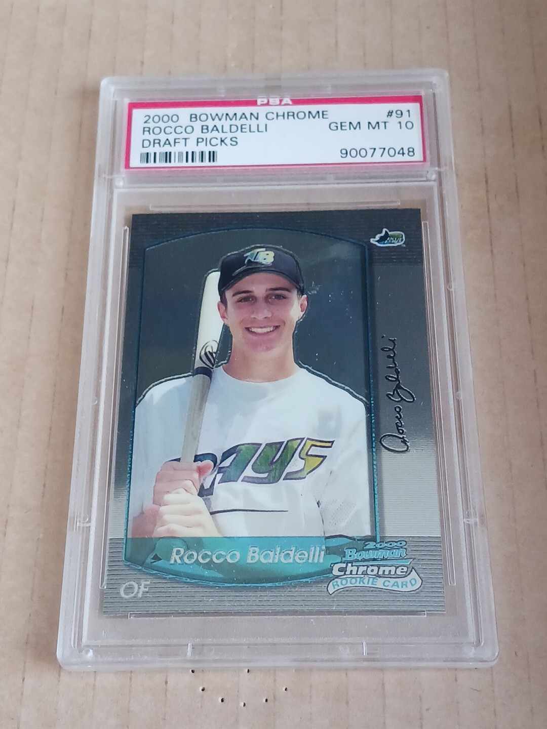 Rocco Baldelli  2000 Bowman Chrome Draft #91 RC  PSA 10