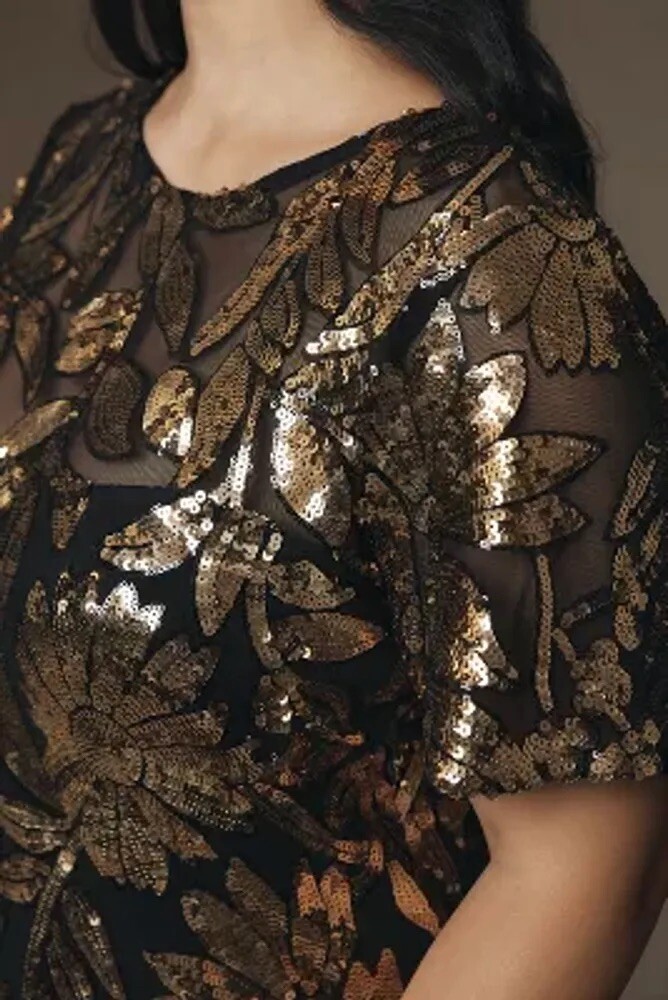 maeve short-sleeve sheer embellished mini dress New Anthropologie Maeve Short-Sleeve Sheer Embellished Mini Dress $248 X-SMALL