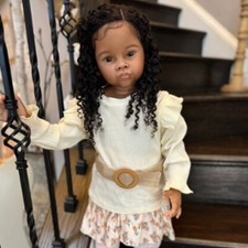 30" Finished Black Skin Reborn Baby Doll Toddler Girl Cloth Body Curly Hair Gift