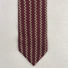 Vintage Hugo Boss Tie 90s Chevron Triangle Print Necktie 1990s Burgundy Silk