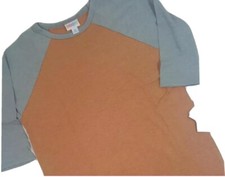  New WIth Tags LuLaRoe Sloan Tee Size 12 BaseballStyle Tee Grey and Orange 