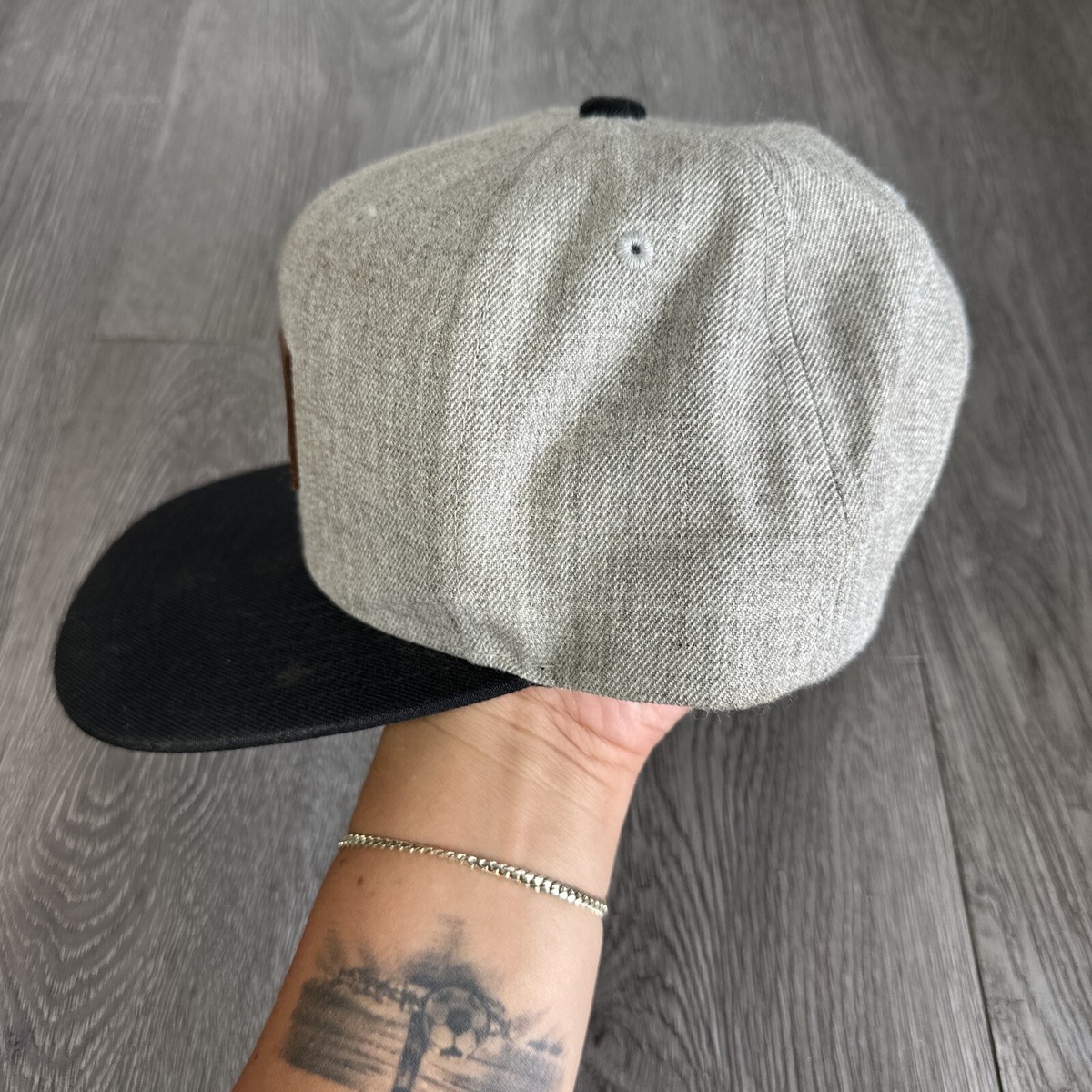 Brixton Company Brown Patch Heather Gray Hat Cap Adjustable SnapBack