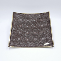 Formano Deko-Schale Braun-Gold Keramik Quadratisch Ornamente Dekorativ 22 Cm
