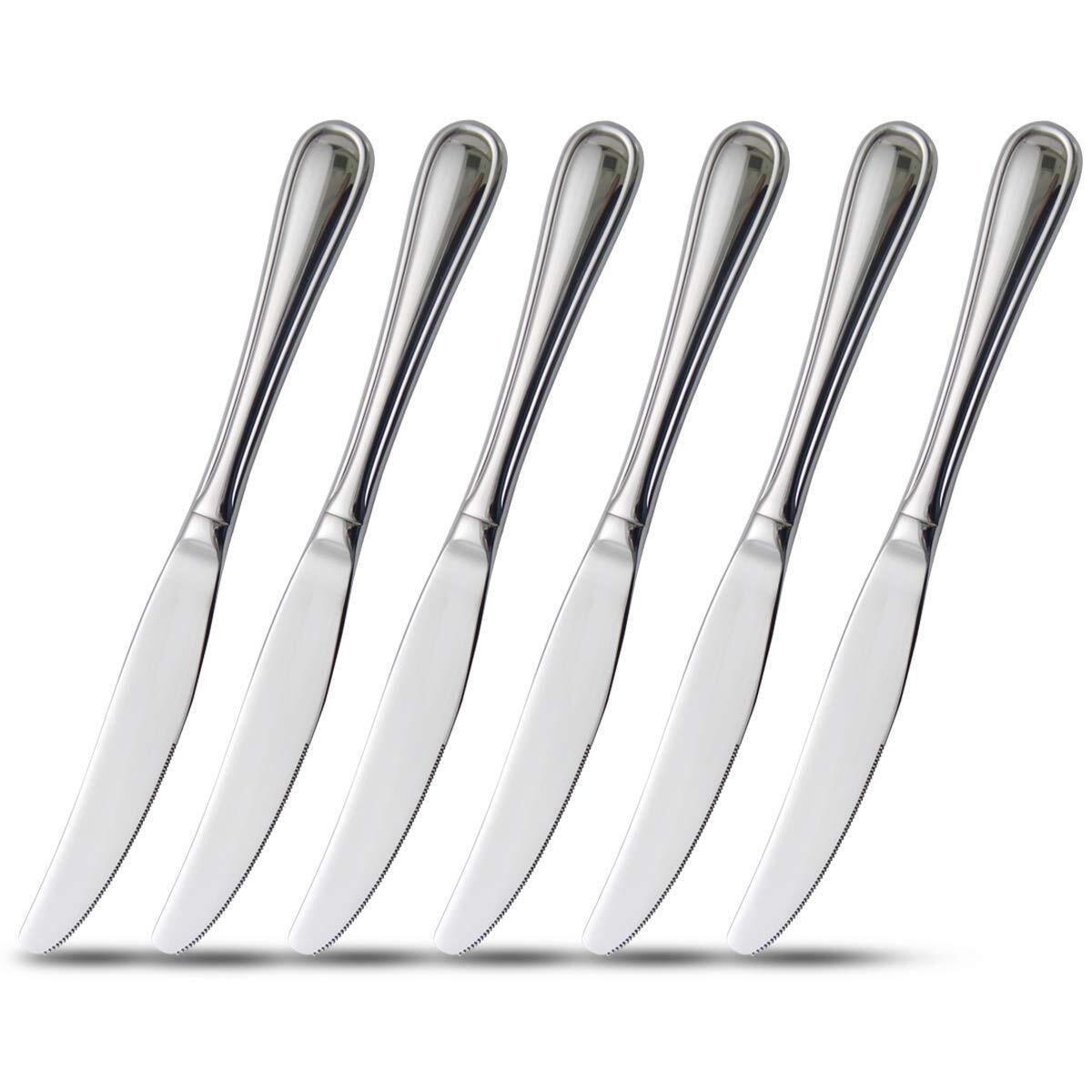 6-Piece Dinner Knives,9-Inch Table Knives,Hollow Handle Flatware knife Stainl...