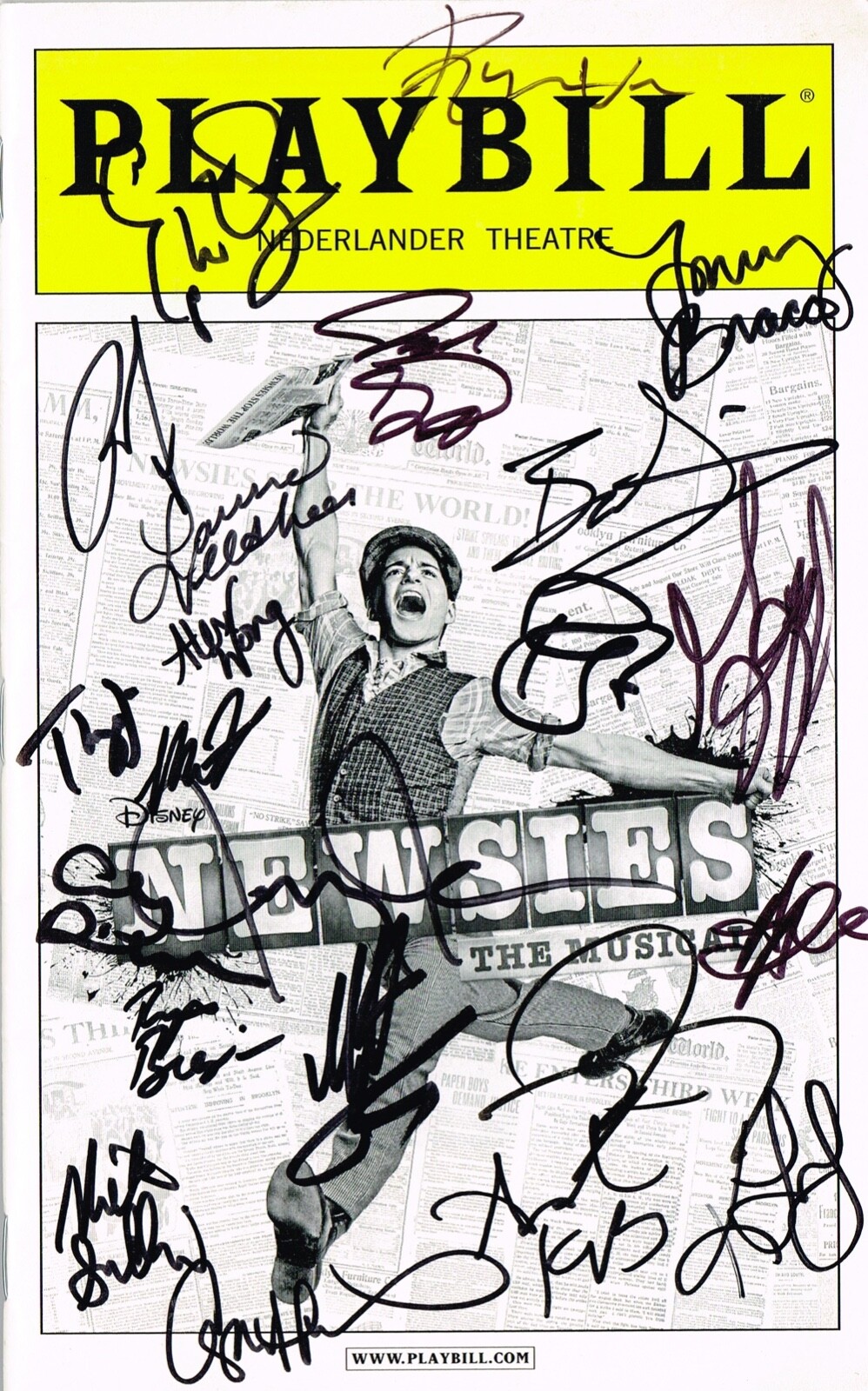 Newsies Obc Original Broadway Cast Signed Playbill By 22 Jeremy Jordan Coa Ebay
