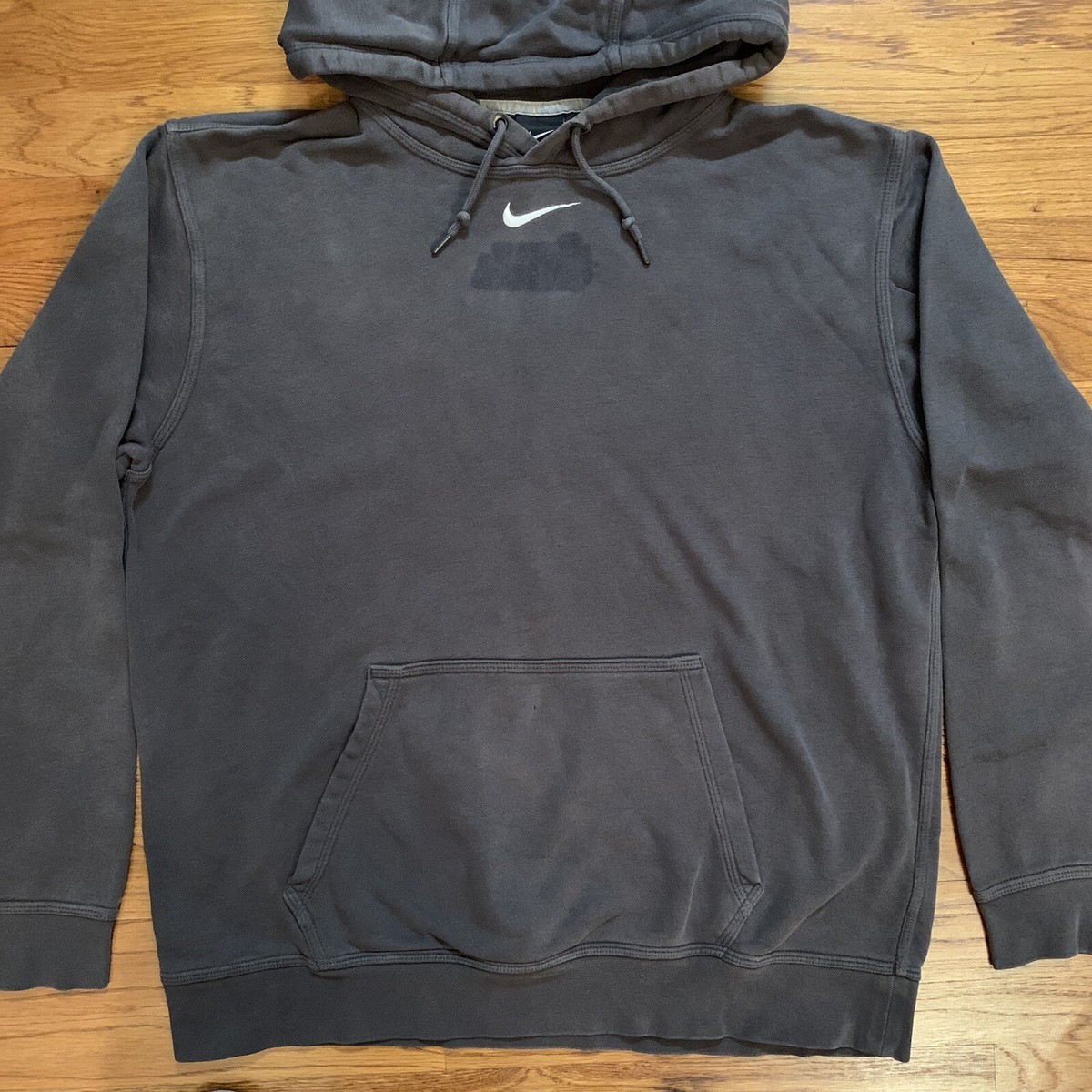 Vtg Y2K Nike Center Swoosh Middle Check Hoodie Sweatshirt