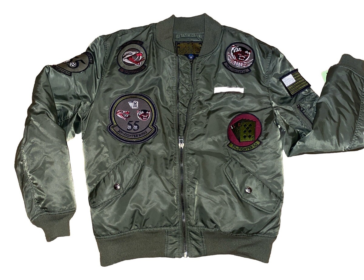 VINTAGE 80s AVIREX Flight Jacket Adult SMALL Olive Green Bomber