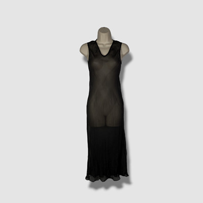 $1076 Christopher Esber Women's Black Silk Encircled Edge Duo Slip Dress Size XL
