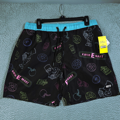 #ad Bart SIMPSON Swim Trunks Mens Medium Black NEFF Board Shorts Pockets NWT $28.98