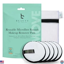 Reusable Makeup Remover Pads - 5 Large Microfiber Cloths, Soft & Durable