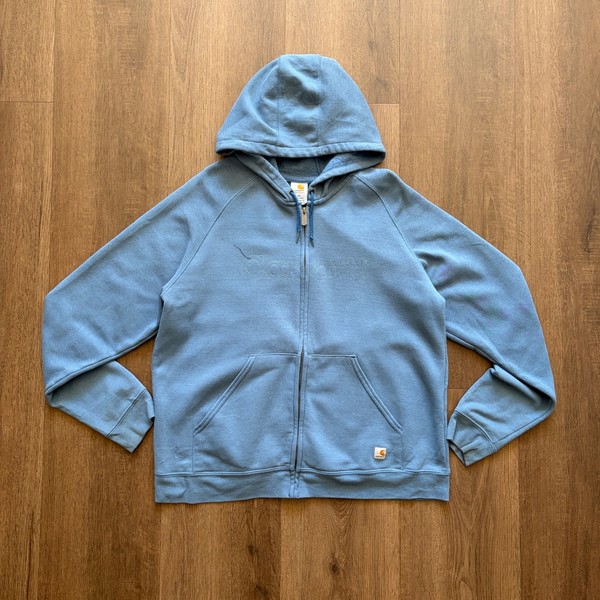 Vintage Carhartt for Women Cotton Blend Zip up Hoodie Blue Size XL 