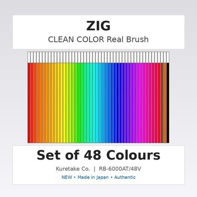 Kuretake ZIG Clean Color Real Brush Pen 48 Colors RB-6000AT/48V NEW Japan