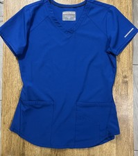 Skechers by Barco Scrub Top Women  s S Blue V Neck 3 Pockets