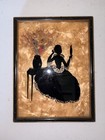 Vintage Glass Milkweed/Wildflower Framed Silhouette- Woman Looking in Mirror — photo 1
