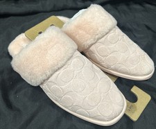 Coach Sherpa Pink Flat Faux Straight Shearling Slippers Women  s Sz 8 NWT