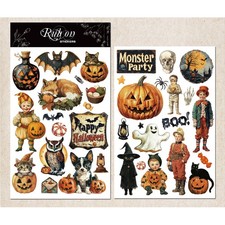 Halloween 2 Small Rub On Transfers Stickers Crafts for Paper Wood Fabric DIY