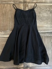 Women’s Small Spaghetti Strap Black Cotton Dress With Lace Detail