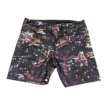 Energy Zone Athletic Shorts Womens Medium Black City Lights Bokeh Performance 3''