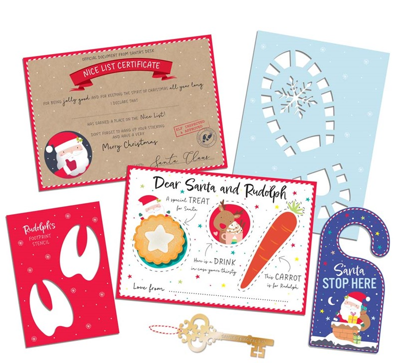 Christmas Eve Pack Santa's Placemat Magic Key Footprint Stencil Door hanger