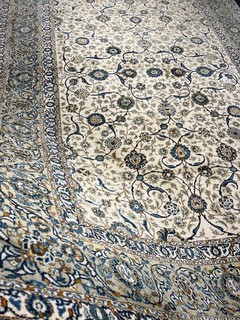 Living room Oriental carpet hand knotted Keshan 350 x 240 cm carpet rug unique