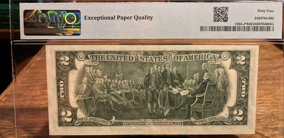 1976 $2 FRN PMG GEM UNCIRCULATED 64 EPQ - Fr#1935-J* - 1 OF 5 CONSECUTIVE NOTES - Image 2 of 2