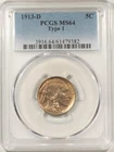 1913-D TYPE 1 BUFFALO NICKEL - PCGS MS-64, LUSTROUS! PREMIUM QUALITY!